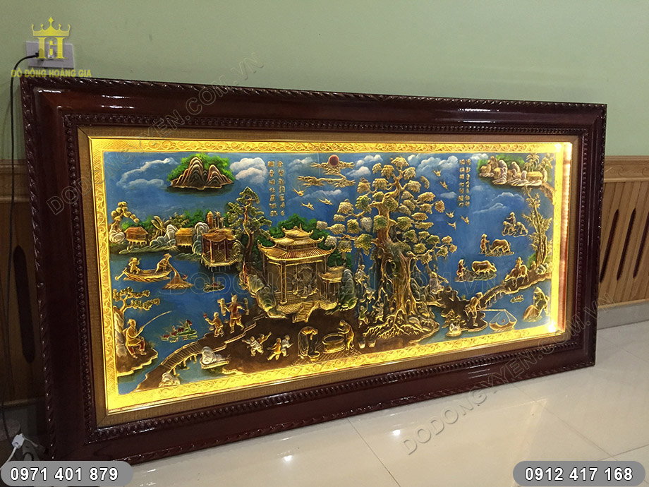 tranh đồng qu&ecirc; vẽ sơn dầu